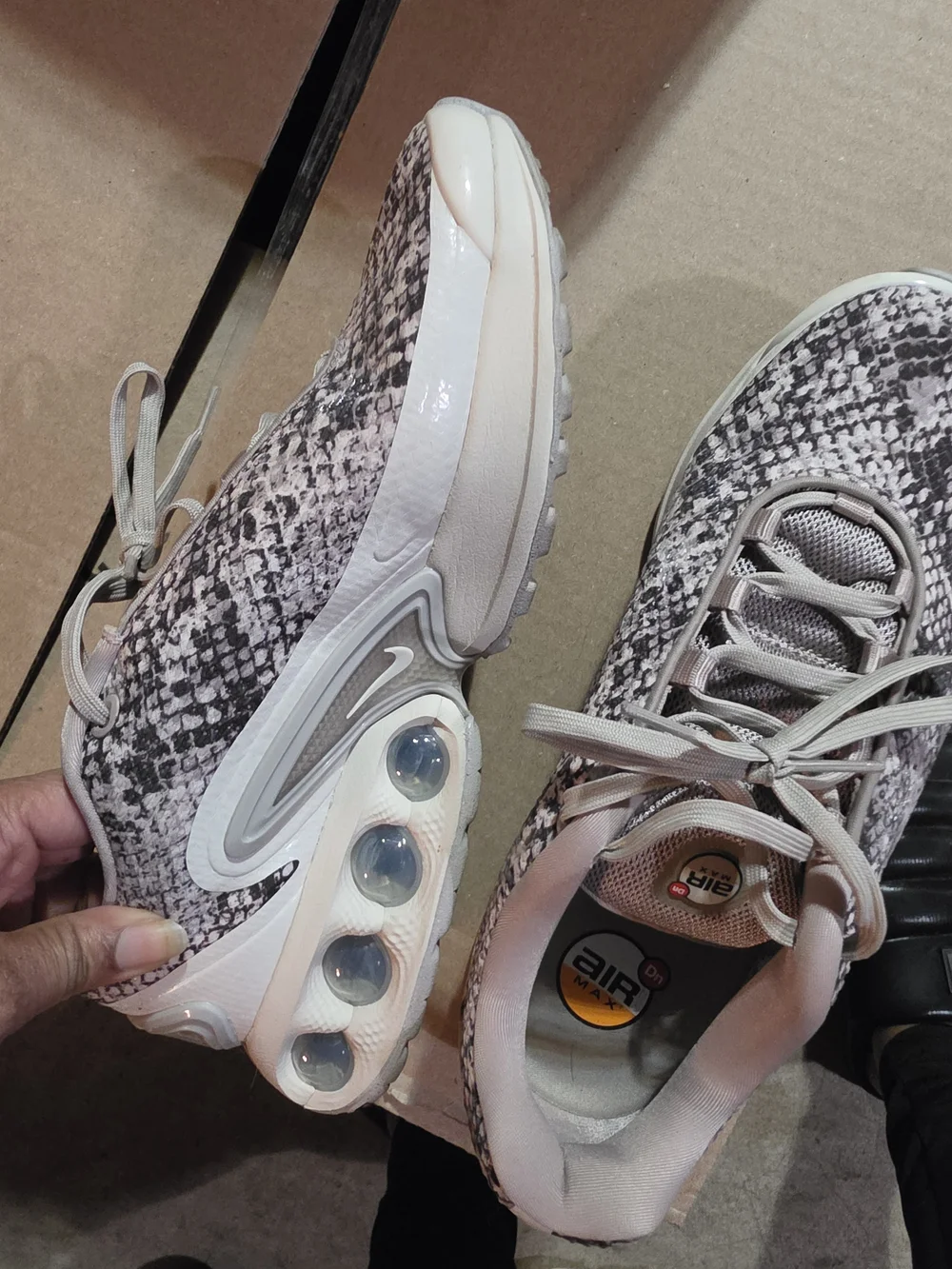 Nike Men’s Snake-Print Sneakers in Beige and Black